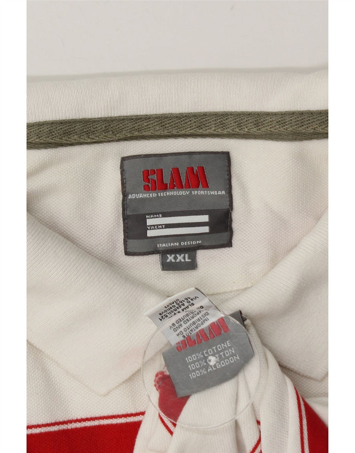 Tricou polo pentru bărbați Slam 2XL, bumbac cu dungi albe