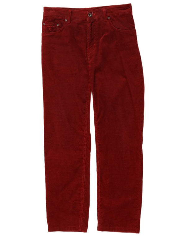 GANT Pantaloni drepti pentru bărbați din velur, L32 L28, bumbac burgundy