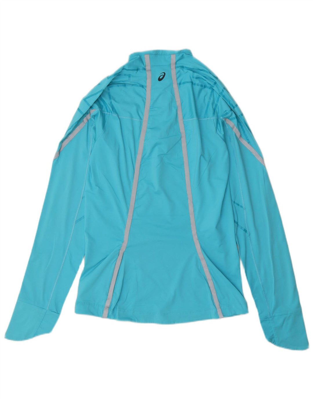 Top de trening Asics pentru femei, cu fermoar și gât, cu pulover UK 12, albastru mediu, geometric