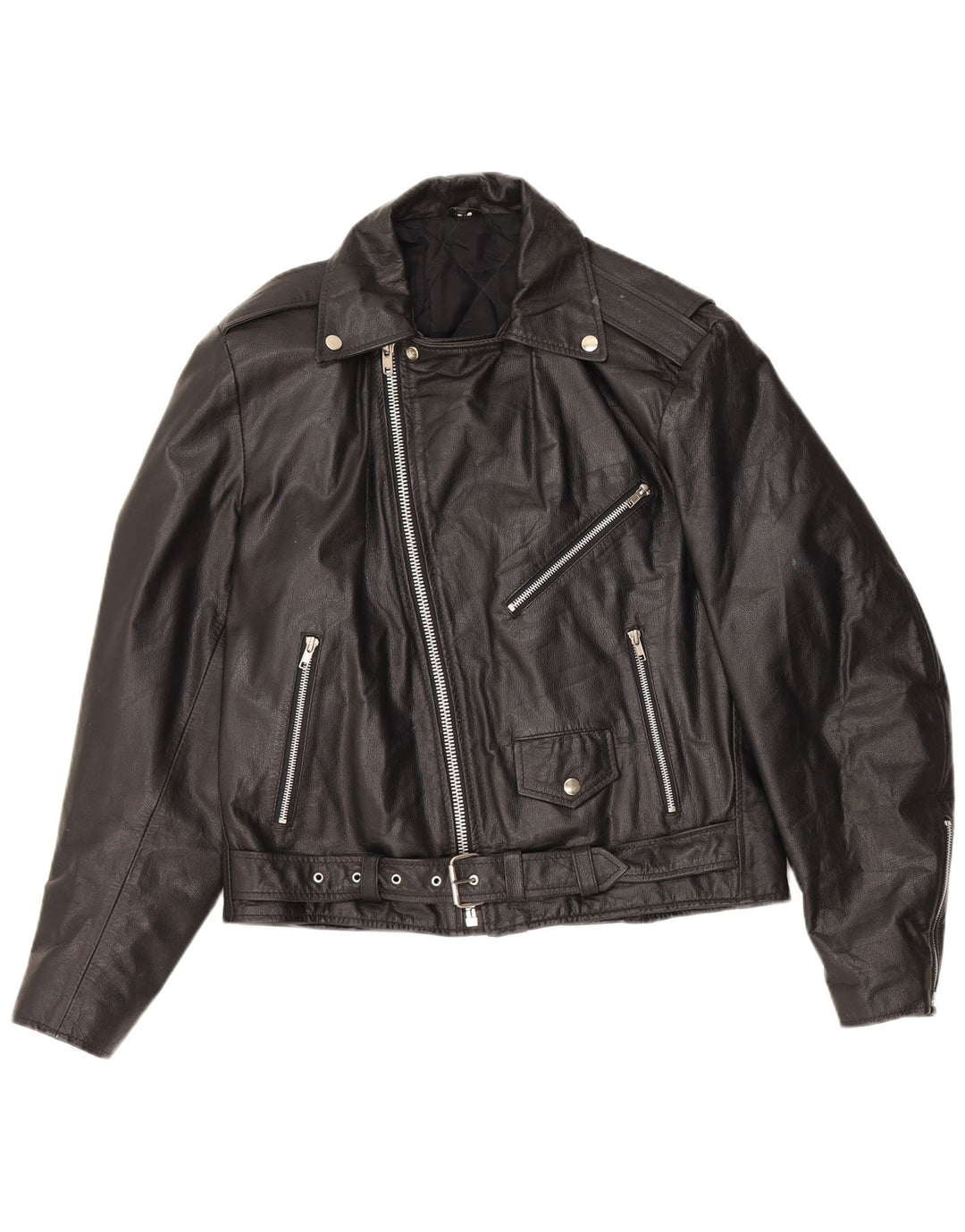 Jachetă motociclist din piele supradimensionată pentru femei VINTAGE UK 10 Mic din piele neagră