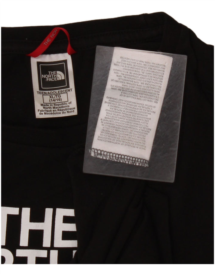 THE NORTH FACE Tricou cu grafică pentru fete cu mânecă lungă 14-15 ani XL bumbac negru