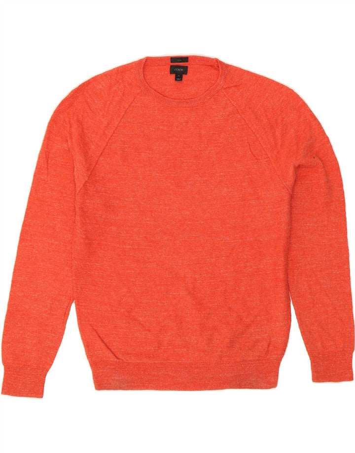 J. CREW Mens Slim Fit Crew Neck Jumper Sweater Medium Orange Cotton Vintage J. Crew and Second-Hand J. Crew from Messina Hembry 