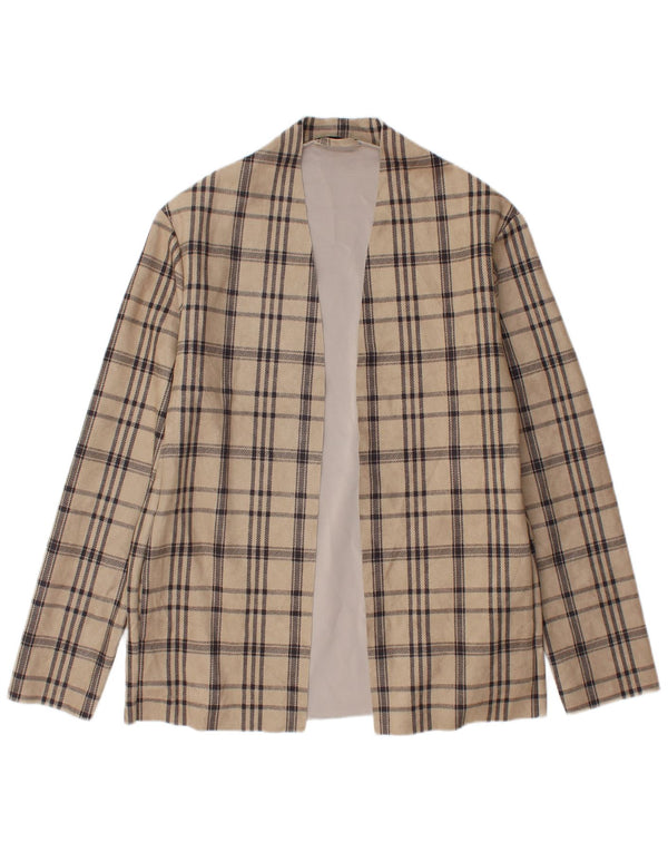 Jachetă blazer deschisă pentru bărbați ZARA UK 40 mare, bej, poliester cu carouri