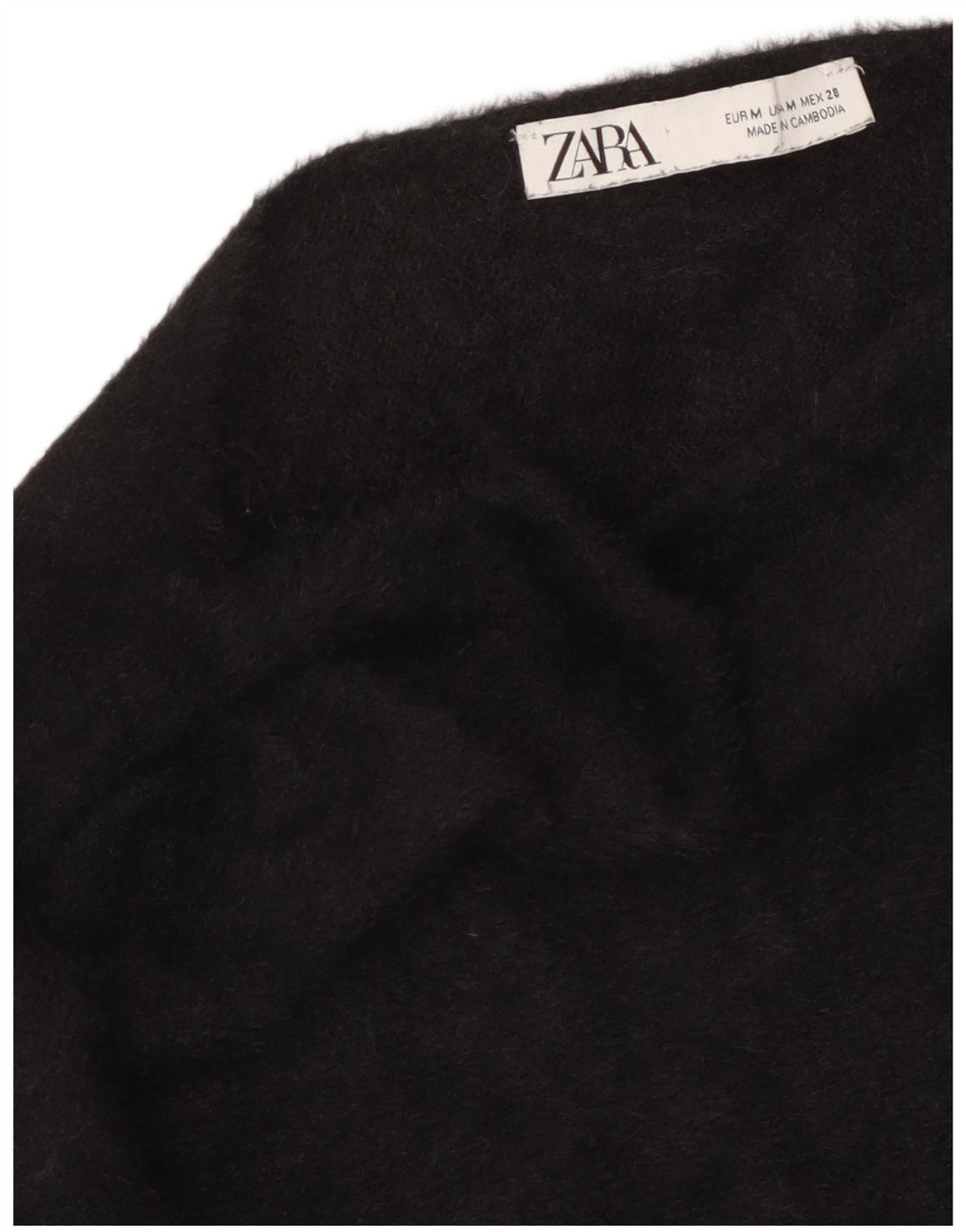 Crop Top pentru femei Zara cu mânecă lungă UK 14 Medium Negru