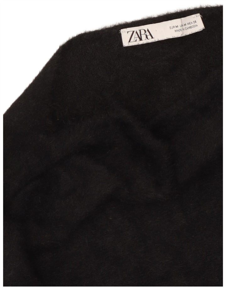 Crop Top pentru femei Zara cu mânecă lungă UK 14 Medium Negru