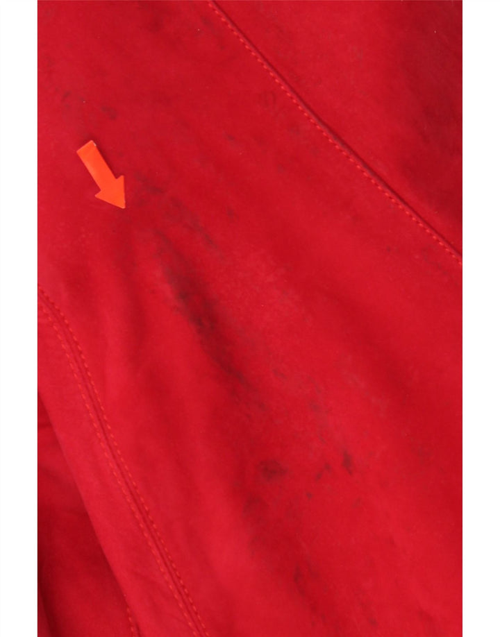 Pardesiu supradimensionat din piele intoarsa pentru femei Vintage UK 14 Medium Red Piele