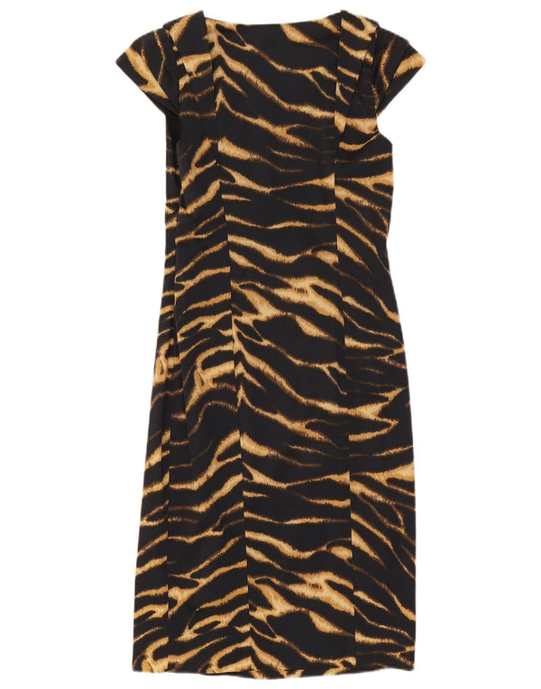 Karen Millen Rochie teacă pentru femei UK 12 Medium Black Animal Print Acetat