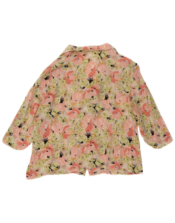 Bluză cămașă vintage pentru femei cu mâneci 3/4 UK 16 mare, multicoloră, florală