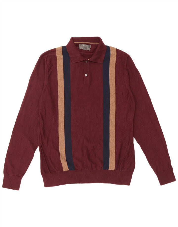 MARKS & SPENCER Pulover pentru bărbați cu decolteu polo Medium Burgundy Colorblock