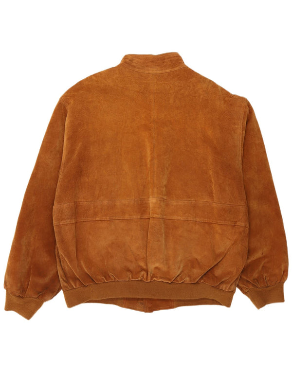 Bomber vintage pentru bărbați din piele intoarsa UK 40 mare, maro, poliester