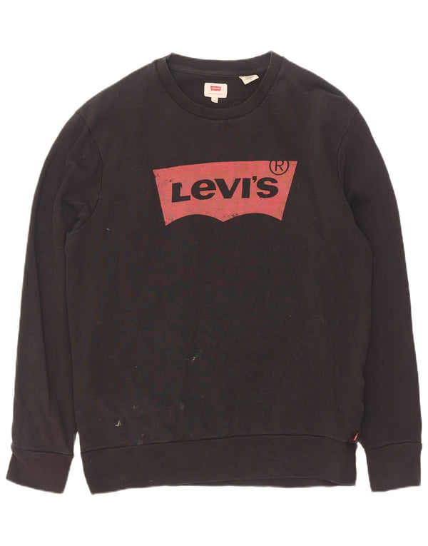Levi's Pulover grafic pentru bărbați, bumbac mediu negru