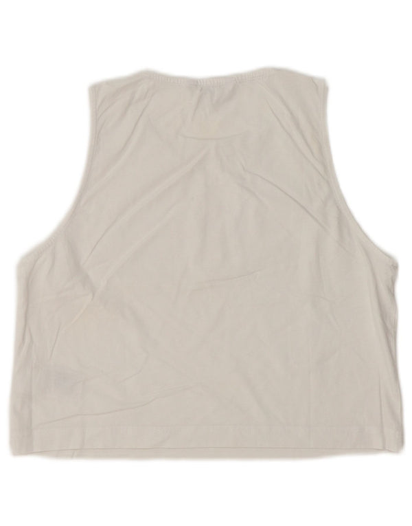 Calvin Klein Jeans pentru femei Crop Graphic Vest Top UK 12 Medium White Bumbac