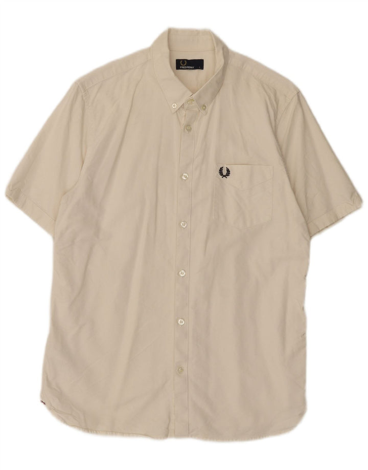 Cămașă cu mânecă scurtă Fred Perry pentru bărbați, bumbac alb mare