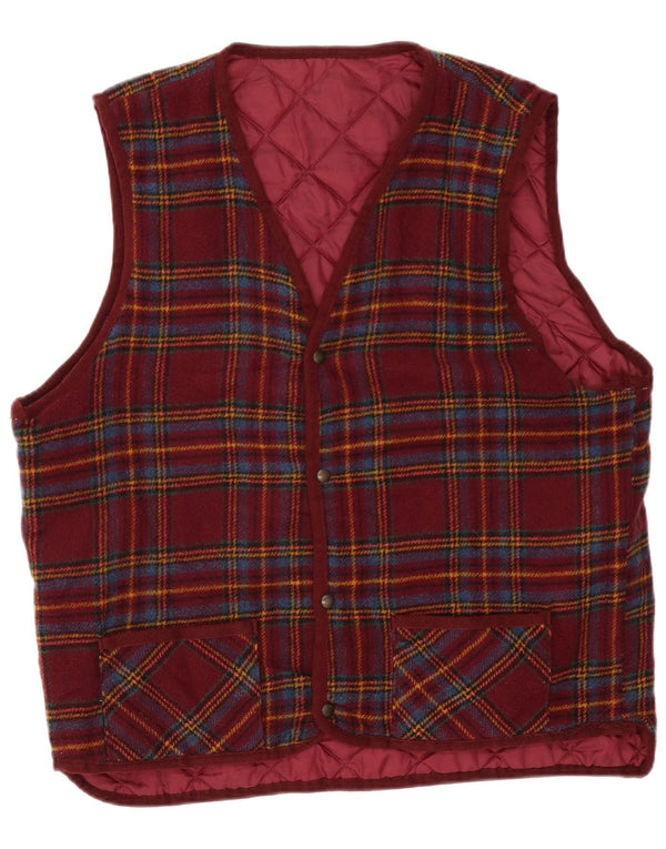 Gilet vintage pentru bărbați, matlasat, reversibil, UK 40, mare, burgundă