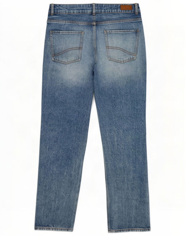 Fat Face Blugi Mom Tapered pentru femei UK 12 Medium W32 L28 Blue Bumbac