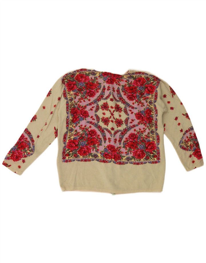 Blumarine Pulover Cardigan Femei IT 46 Lână Florală Multicoloră Mare