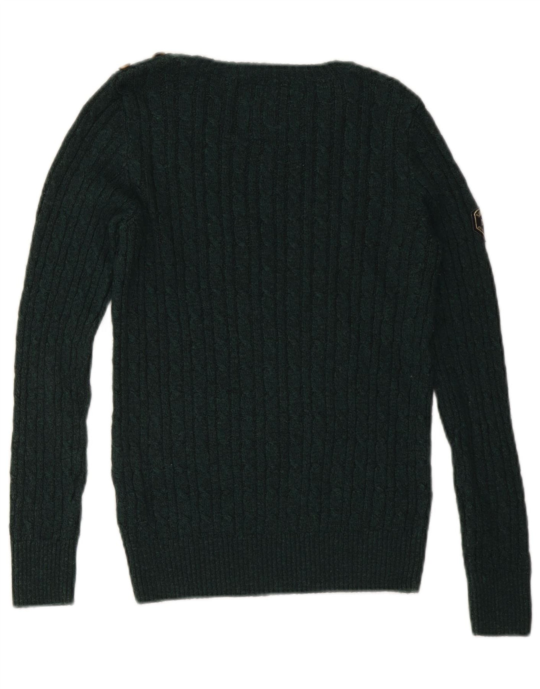 Pulover de damă SUPERDRY cu gât barcă UK 10 Acrilic verde mic