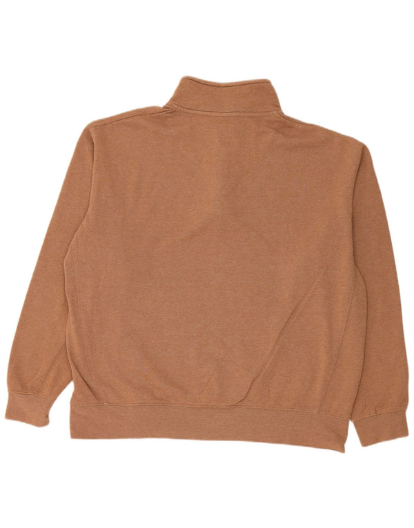 Pulover pentru femei Zara, supradimensionat, cu fermoar și gât, UK 18 XL, bumbac maro