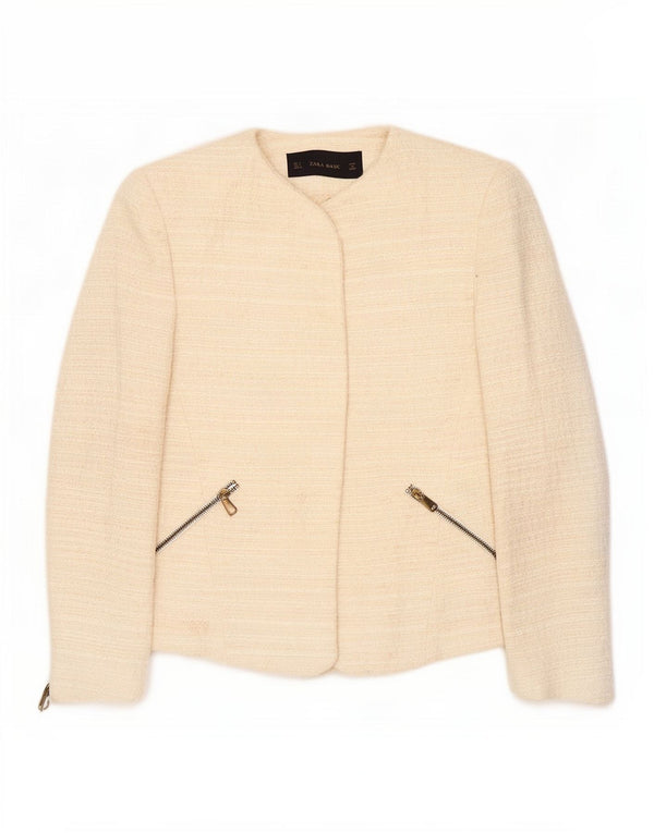 Jachetă Blazer pentru femei Zara UK 10 Mic, alb, acrilic