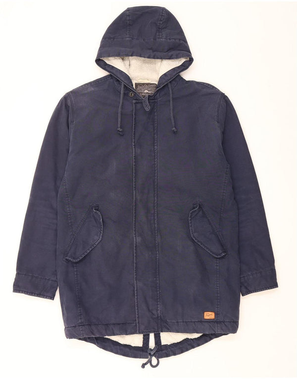 Jack & Jones Jachetă Parka Sherpa cu glugă pentru bărbați UK 42 XL Bumbac bleumarin
