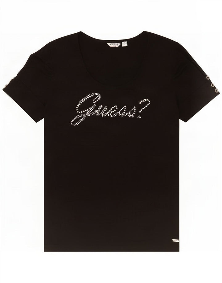 Tricou grafic Guess pentru femei Top UK 12 Poliester mediu negru