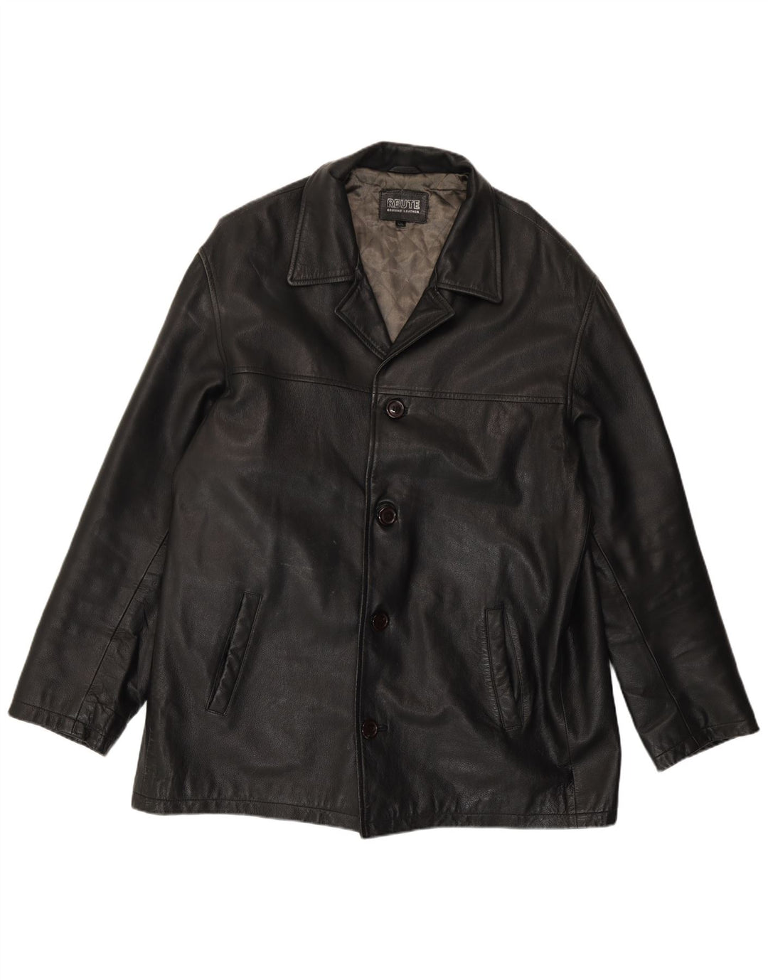 Jachetă de piele vintage pentru bărbați UK 44 2XL din piele neagră