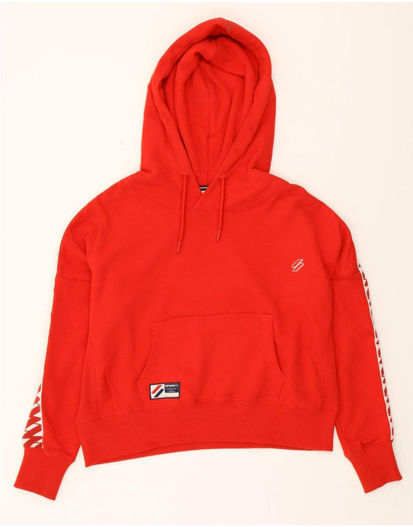 Pulover SUPERDRY pentru femei Crop Graphic Hoodie UK 12 Medium Red Colorblock