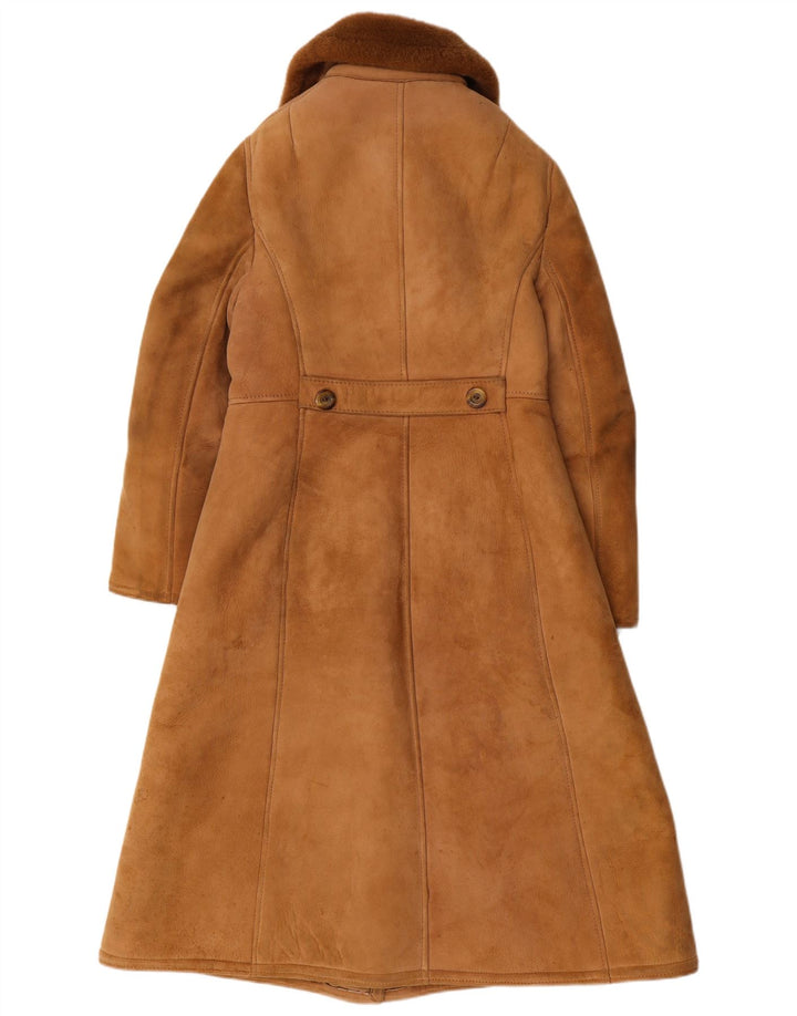 Palton din shearling pentru femei Julian Vard UK 12 piele maro medie