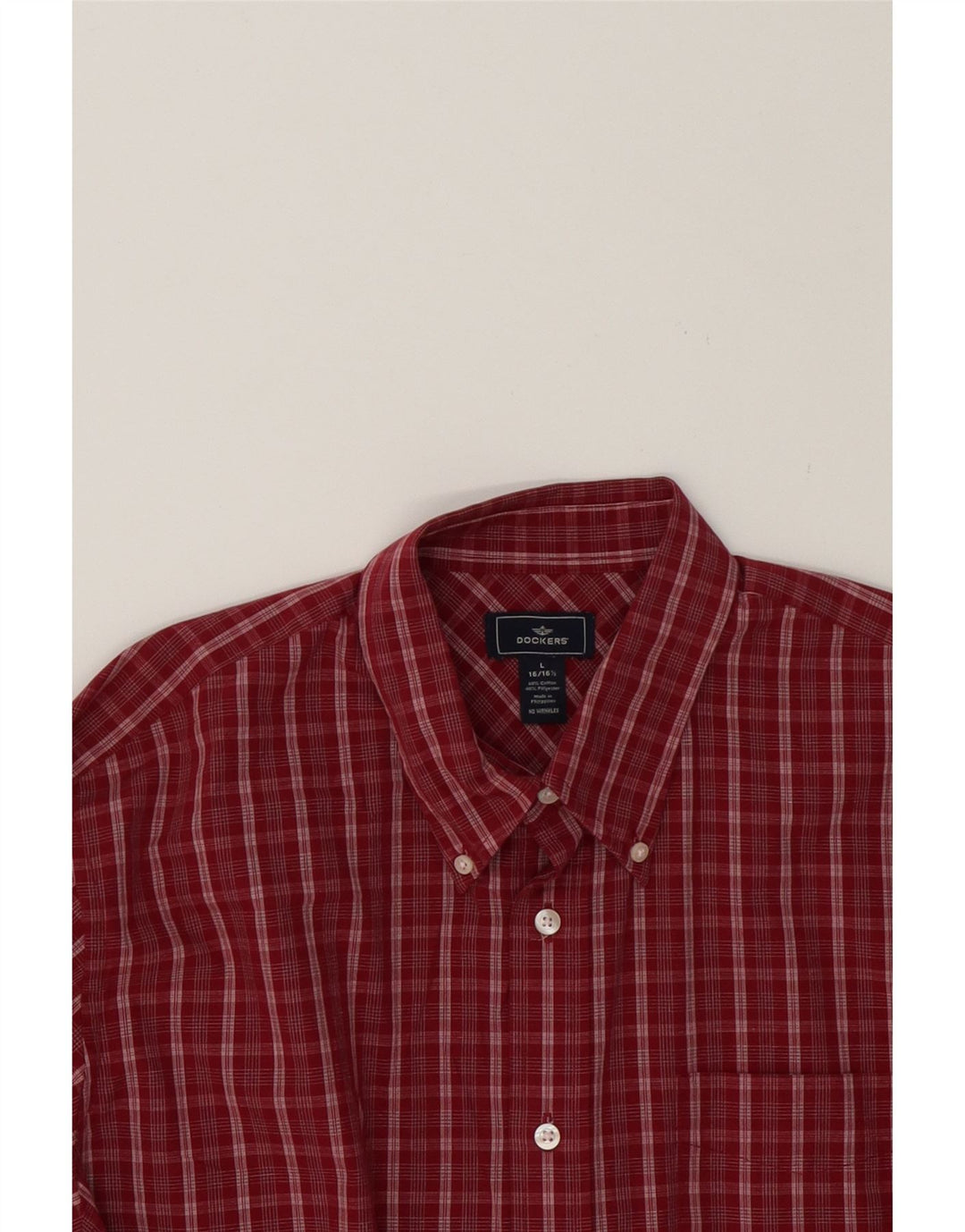 DOCKERS Mens Shirt Size 16 1/2 Large Red Check Cotton Vintage Dockers and Second-Hand Dockers from Messina Hembry 