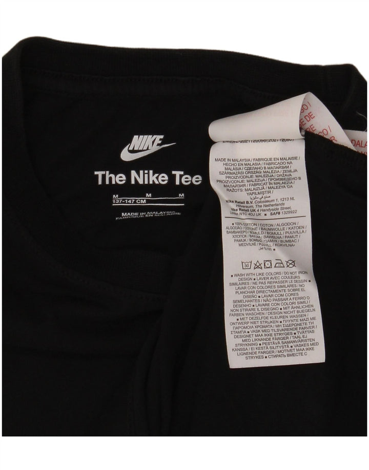 Tricou grafic pentru băieți NIKE Top 10-11 ani bumbac negru mediu