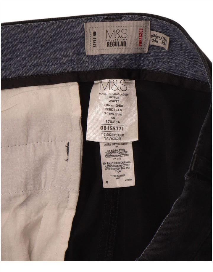 Pantaloni chino obișnuiți pentru bărbați Marks & Spencer L34 L29 Bumbac bleumarin