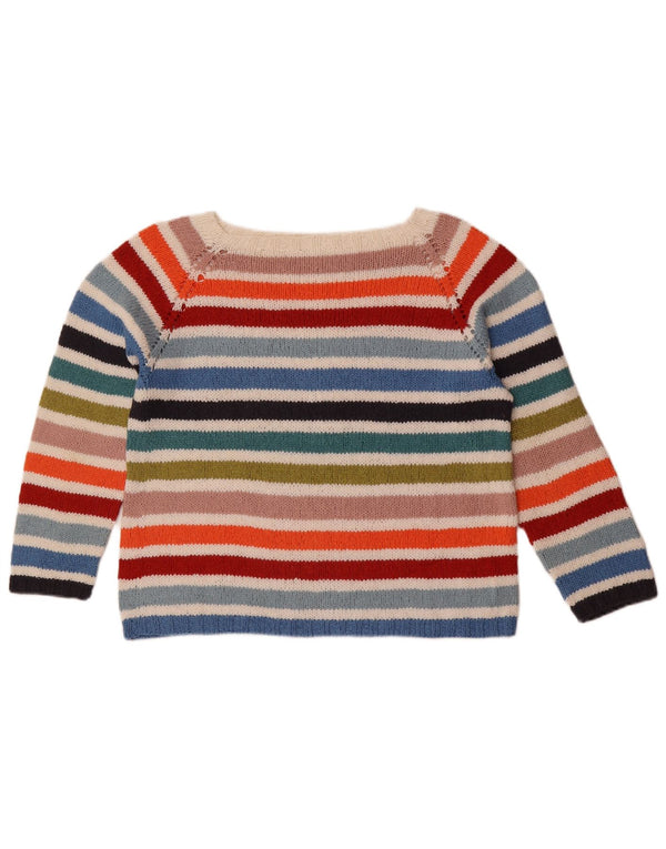 Pulover vintage pentru femei cu gât de barcă UK 14 Medium, multicolor, cu dungi