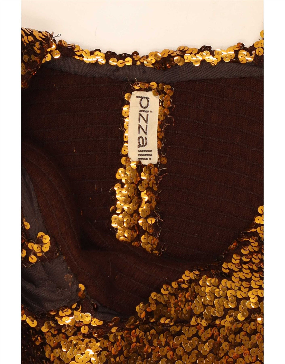 Top crop cu paiete fără mâneci vintage pentru femei UK 12 Medium Gold