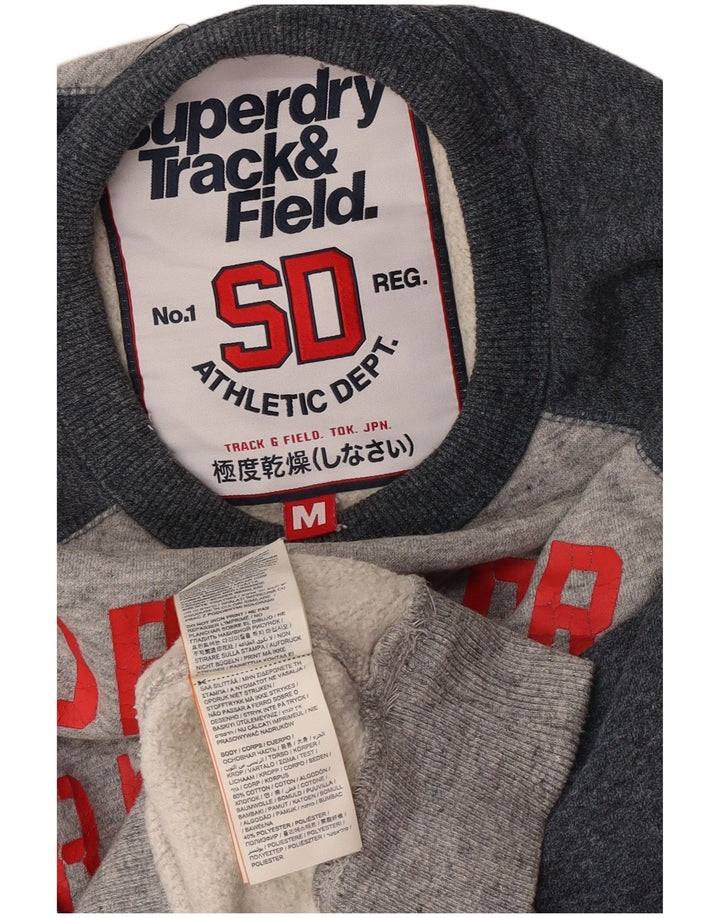 Pulover grafic pentru bărbați Superdry, bumbac color bloc, gri mediu