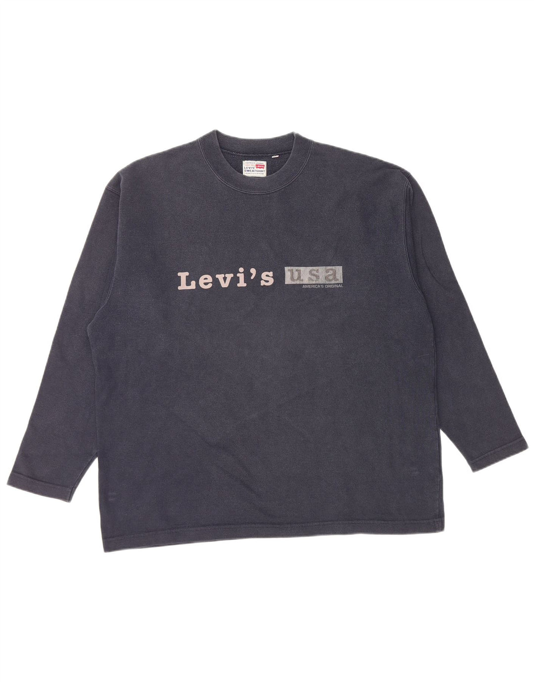 Hanorac grafic pentru bărbați LEVI'S Pulover mare din bumbac bleumarin