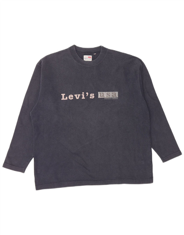 Hanorac grafic pentru bărbați LEVI'S Pulover mare din bumbac bleumarin