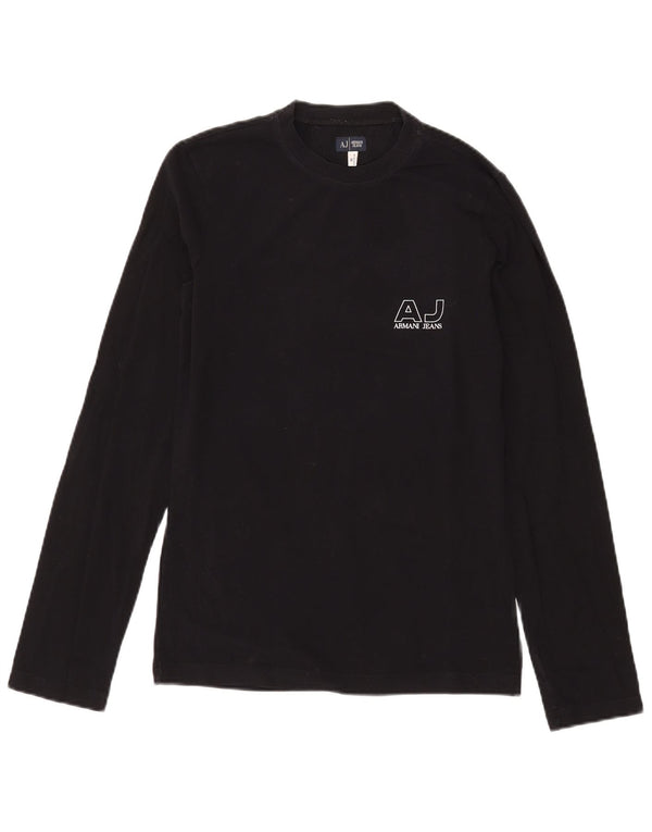 Armani Jeans Top grafic pentru bărbați cu mânecă lungă, bumbac mediu negru