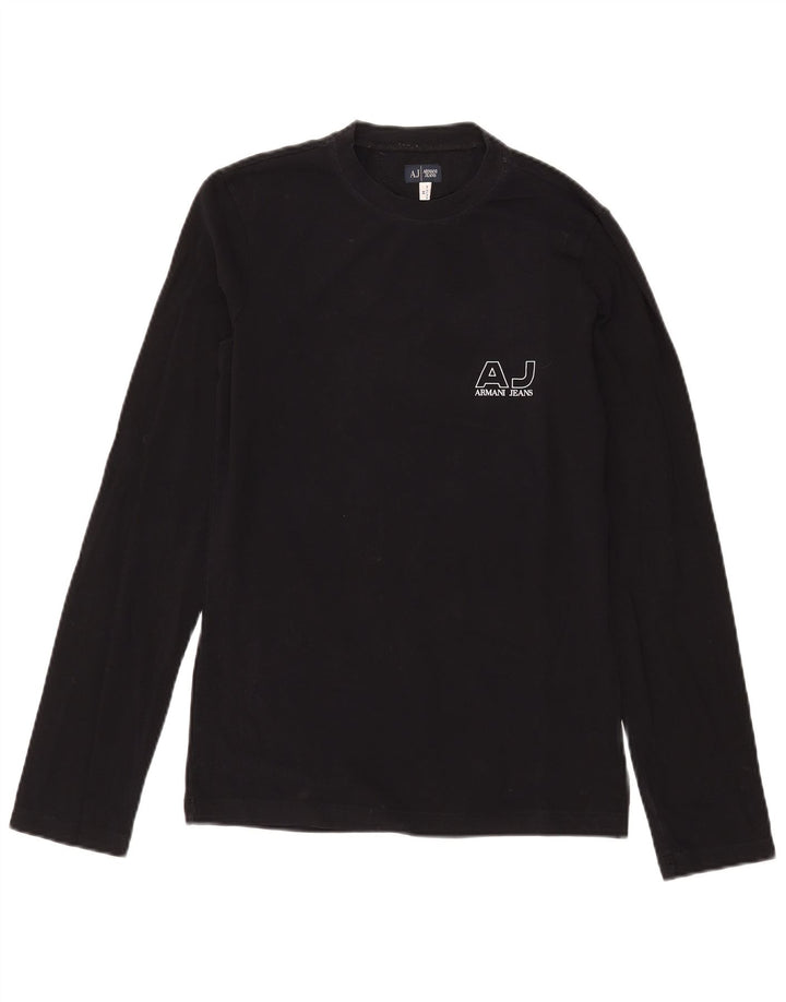 Armani Jeans Top grafic pentru bărbați cu mânecă lungă, bumbac mediu negru