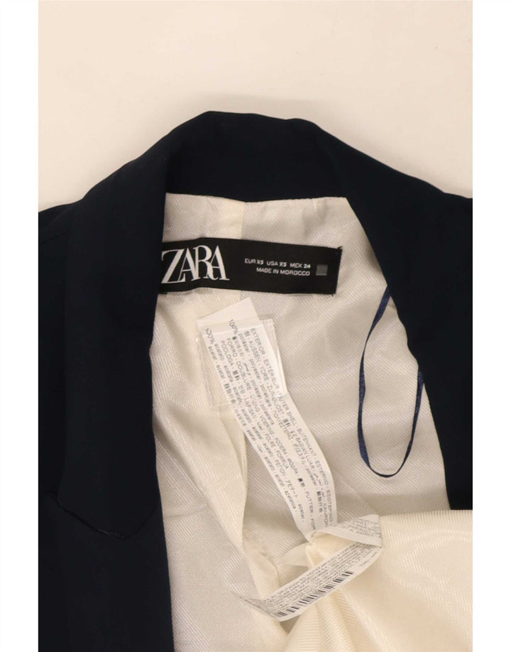 Jachetă pentru femei Zara cu mâneci 3/4 deschise, UK 6 XS, poliester bleumarin