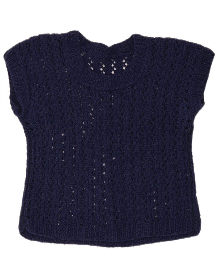 Pulover VINTAGE pentru femei cu decolteu de barcă și pulover UK 12 Medium Bleumarin