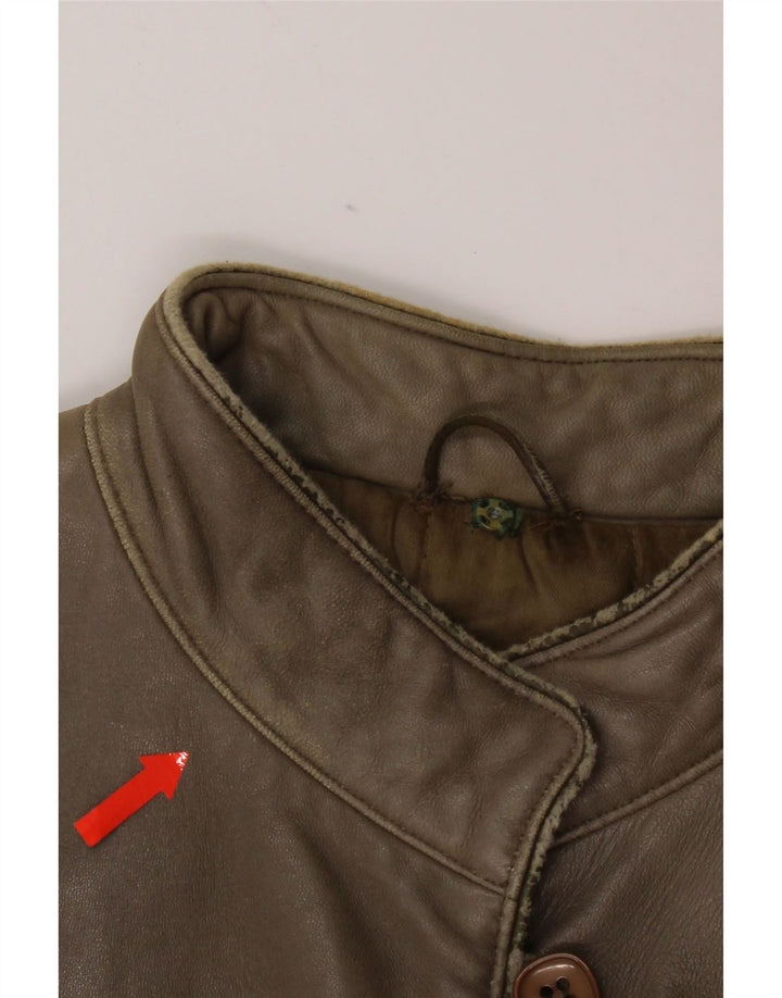 Geaca de piele vintage pentru femei IT 44 Medium Khaki Leather