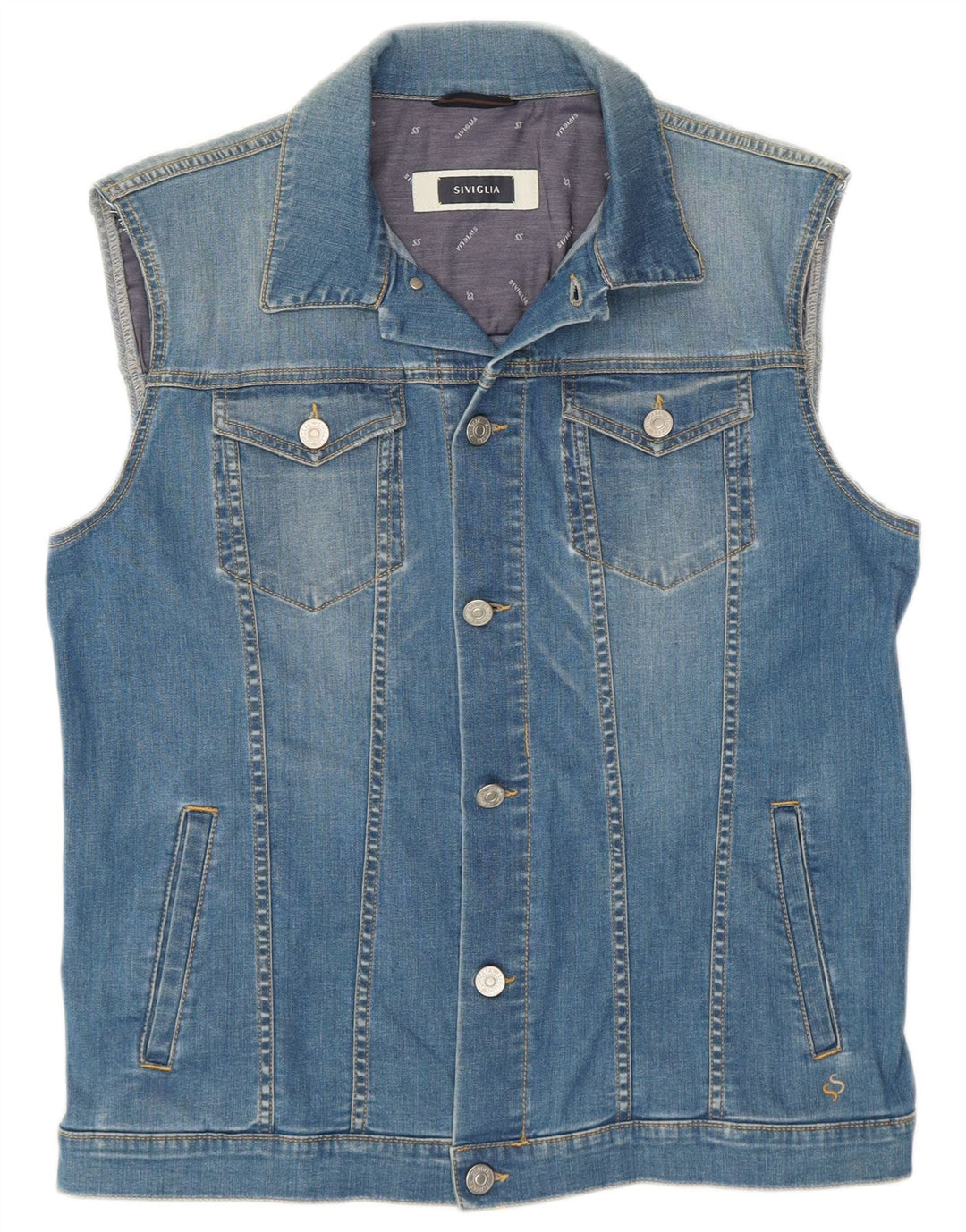 SIVIGLIA Gilet Denim pentru bărbați UK 38 Medium Blue