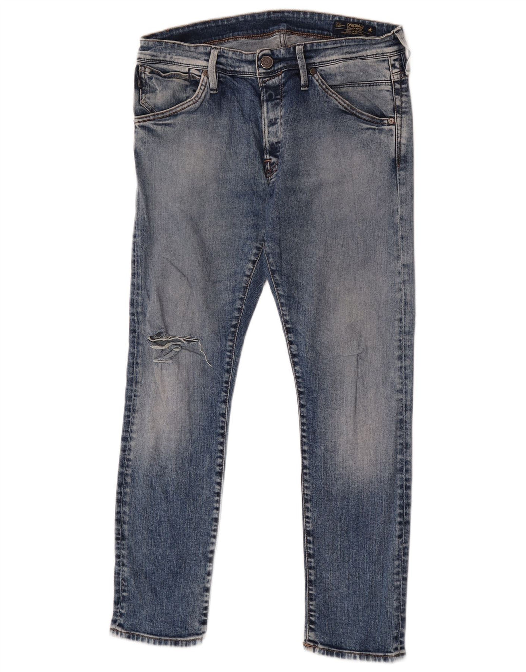 Blugi slim pentru bărbați Jack & Jones Distressed W34 L30 Bumbac albastru