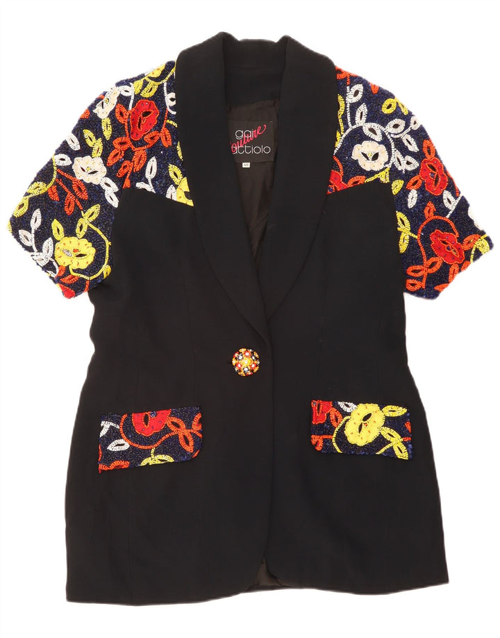 Gai Mattiolo Jachetă Blazer Femei 1 Buton IT 48 XL Negru Floral