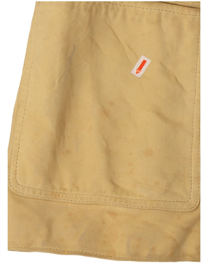 Jachetă vintage din piele cu 3 nasturi pentru femei UK 10 Small Yellow