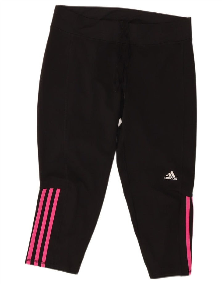 Pantaloni de trening Capri ADIDAS pentru femei Marea Britanie 16/18 Poliester negru mare
