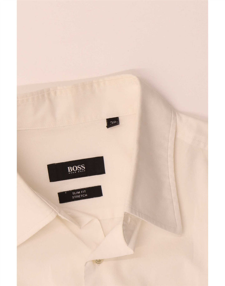 Cămașă pentru bărbați Hugo Boss Stretch Slim Fit Mărimea 38 15 Bumbac alb mediu