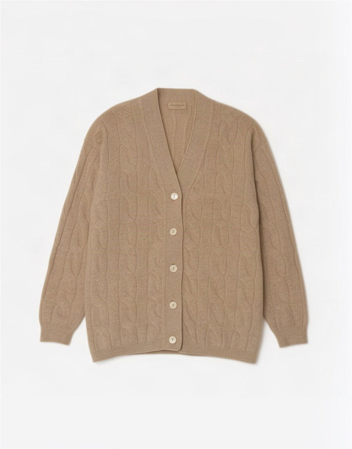 Pulover cardigan supradimensionat pentru femei Ferramosca IT 46 Lână mare bej