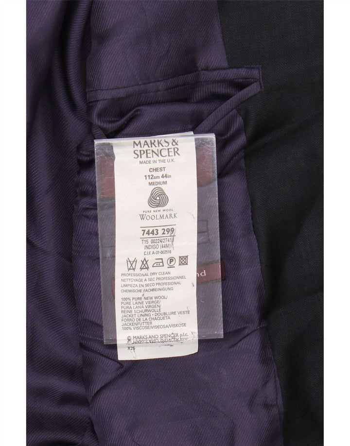 Jachetă pentru bărbați Marks & Spencer, cu 3 nasturi, UK 44 XL Lână bleumarin