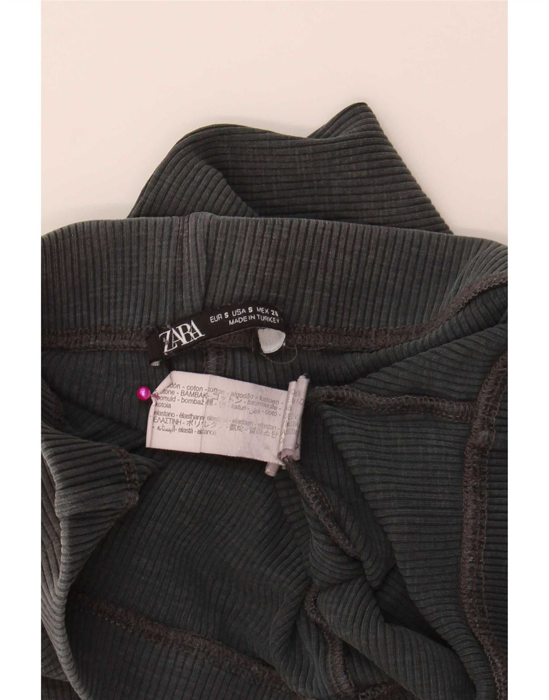 Leggings Flare pentru femei Zara UK 8, bumbac gri mic